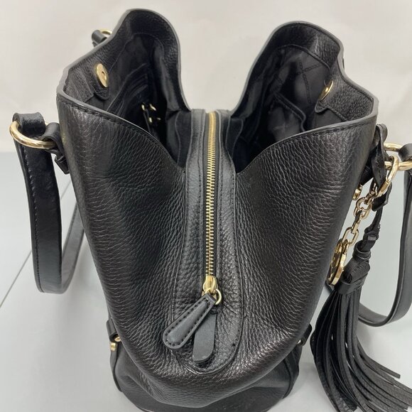 Michael Kors Carrie Shoulder Bag Tote Large Pebbled Leather Black - Picture 4 of 16